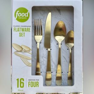 16-piece Champagne Gold Flatware - Service for 4!